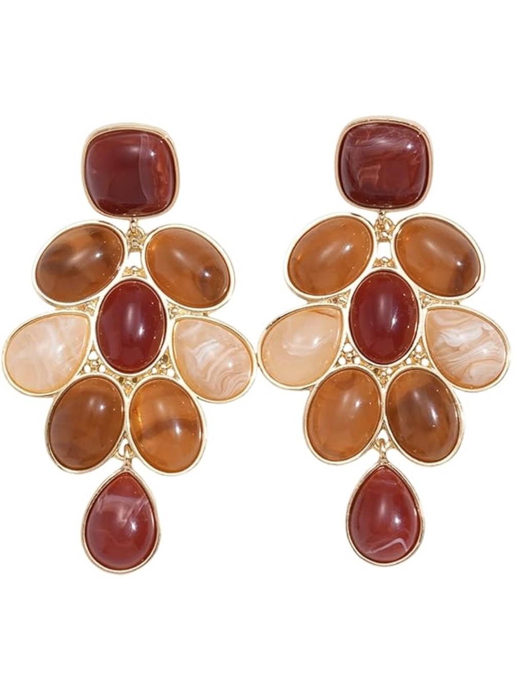 Anthropologie Multi-Tone Gold Floral Drop Earrings